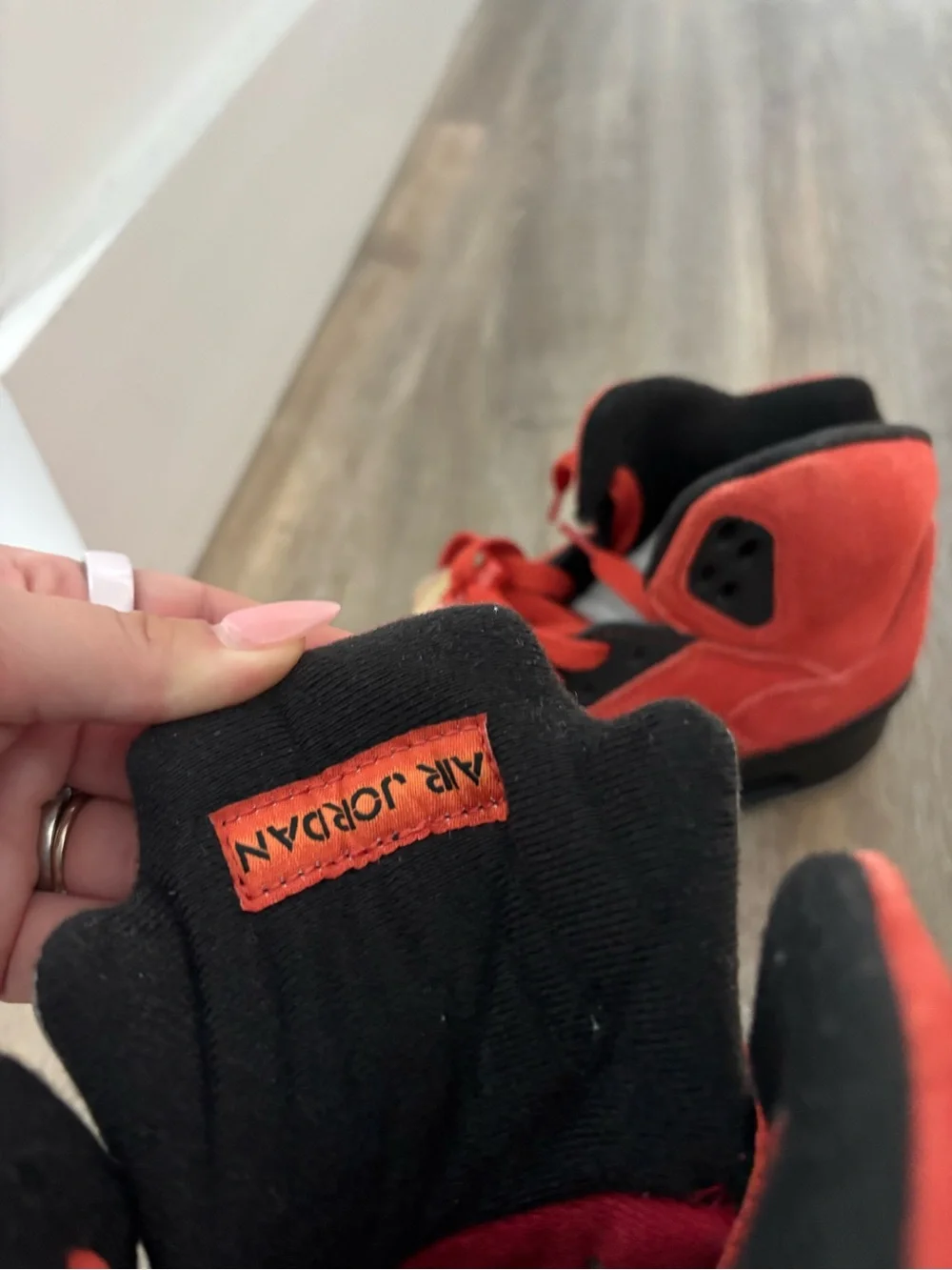 Jordan Kids Red Suede High-Top Sneakers